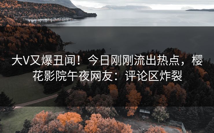 大V又爆丑闻！今日刚刚流出热点，樱花影院午夜网友：评论区炸裂