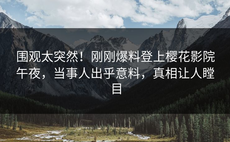围观太突然！刚刚爆料登上樱花影院午夜，当事人出乎意料，真相让人瞠目