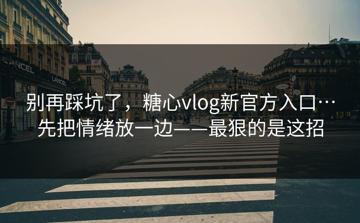 别再踩坑了，糖心vlog新官方入口…先把情绪放一边——最狠的是这招